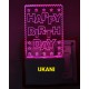UKANI 3D Happy Birthday Frame with 7 color automatic Changing Light For Home bedroom Gift  Cafe Office Valentine Gift  size (3 inch )