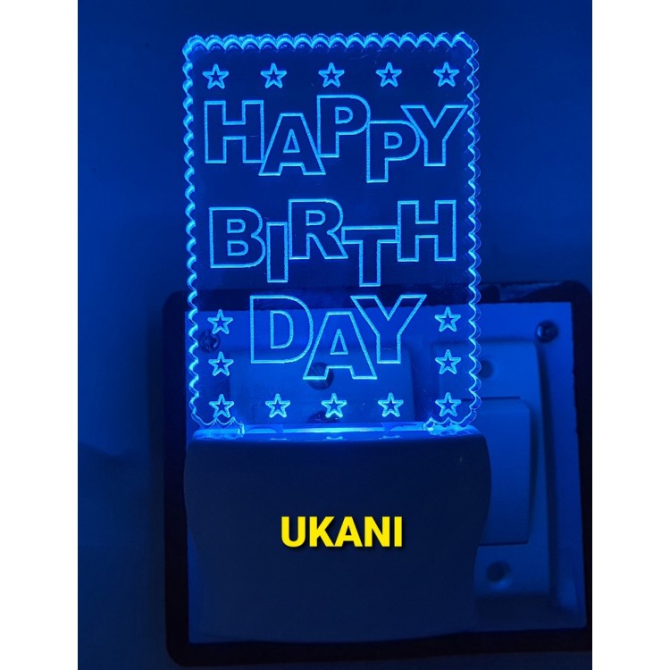 UKANI 3D Happy Birthday Frame with 7 color automatic Changing Light For Home bedroom Gift  Cafe Office Valentine Gift  size (3 inch )