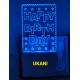 UKANI 3D Happy Birthday Frame with 7 color automatic Changing Light For Home bedroom Gift  Cafe Office Valentine Gift  size (3 inch )