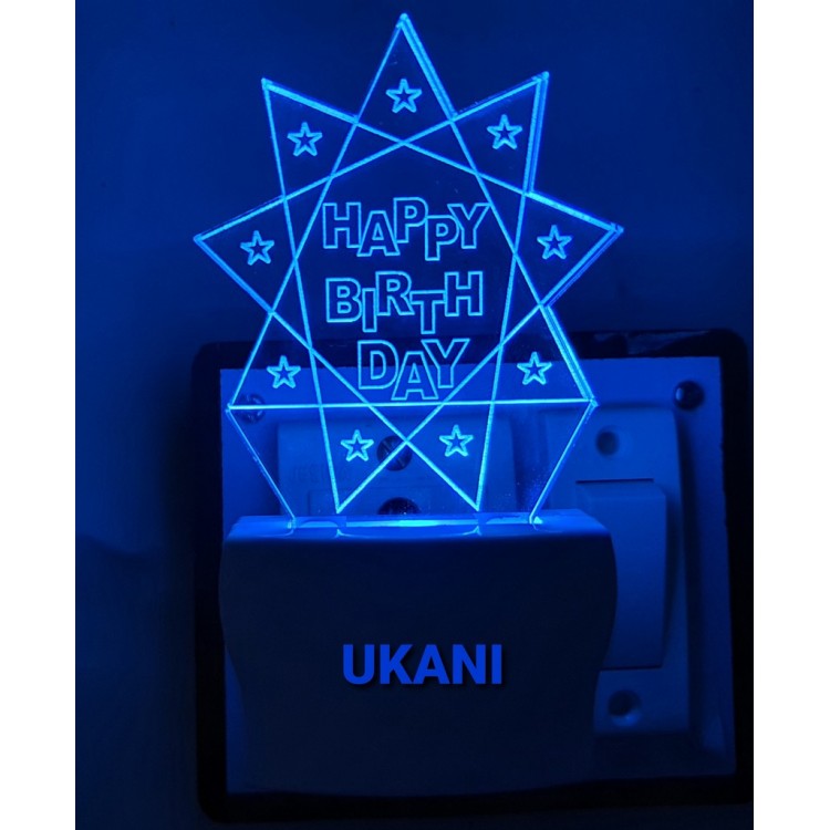 UKANI 3D Happy Birthday Star with 7 color automatic Changing Light For Home bedroom Gift  Cafe Office Valentine Gift  size (3 inch )