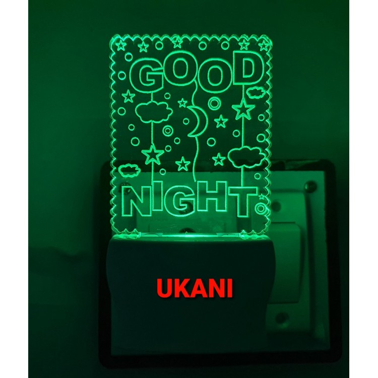 UKANI 3D Good Night Farme with 7 color automatic Changing Light For Home bedroom Gift  Cafe Office Valentine Gift  size (3 inch )