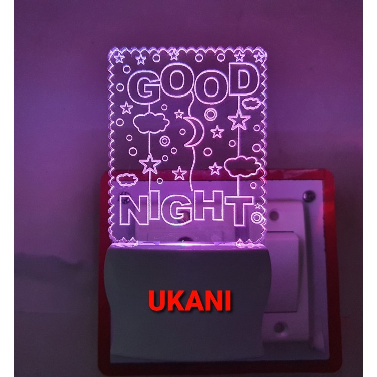 UKANI 3D Good Night Farme with 7 color automatic Changing Light For Home bedroom Gift  Cafe Office Valentine Gift  size (3 inch )