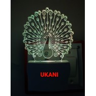 UKANI 3D Peacock Design with 7 color automatic Changing Light For Home bedroom Gift  Cafe Office Valentine Gift  size (3 inch )