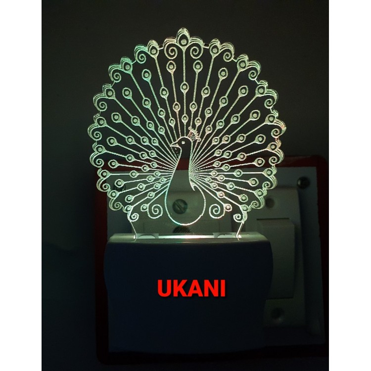 UKANI 3D Peacock Design with 7 color automatic Changing Light For Home bedroom Gift  Cafe Office Valentine Gift  size (3 inch )