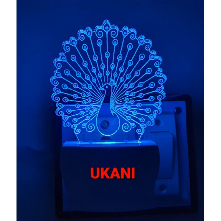 UKANI 3D Peacock Design with 7 color automatic Changing Light For Home bedroom Gift  Cafe Office Valentine Gift  size (3 inch )