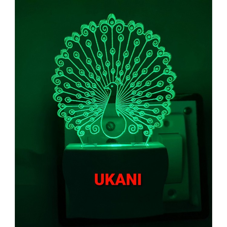 UKANI 3D Peacock Design with 7 color automatic Changing Light For Home bedroom Gift  Cafe Office Valentine Gift  size (3 inch )