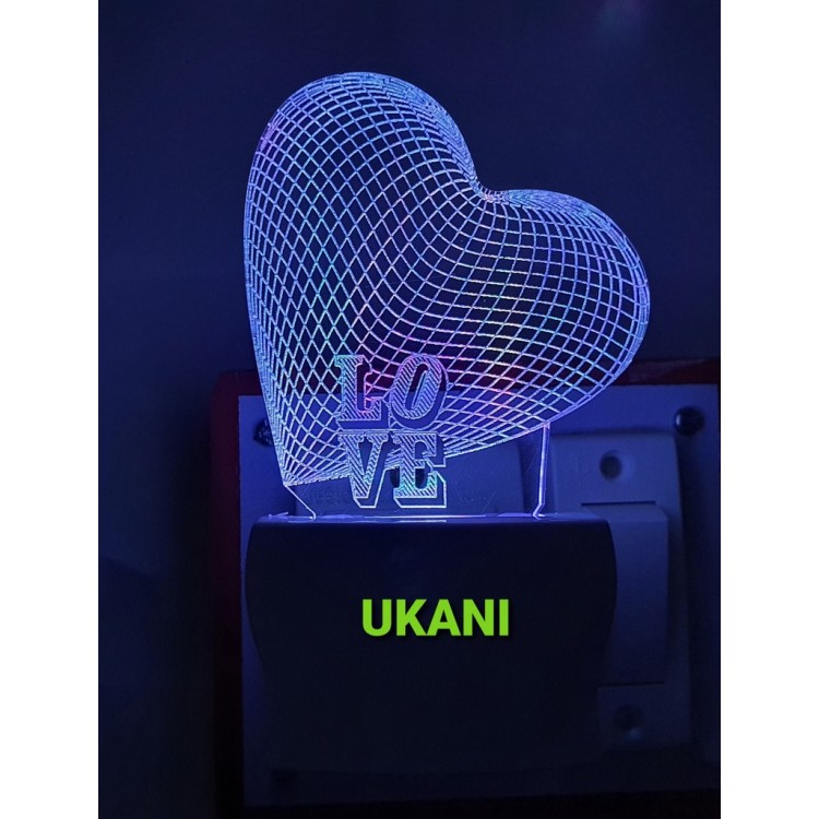 UKANI 3D Love Heart Face with 7 color automatic Changing Light For Home bedroom Gift  Cafe Office Valentine Gift  size (3 inch )