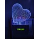 UKANI 3D Love Heart Face with 7 color automatic Changing Light For Home bedroom Gift  Cafe Office Valentine Gift  size (3 inch )
