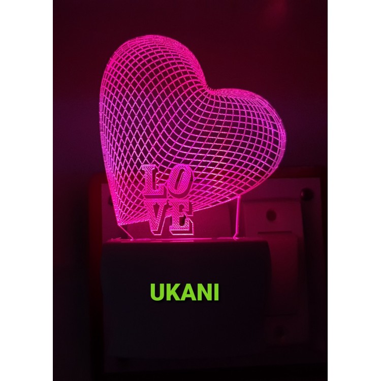 UKANI 3D Love Heart Face with 7 color automatic Changing Light For Home bedroom Gift  Cafe Office Valentine Gift  size (3 inch )