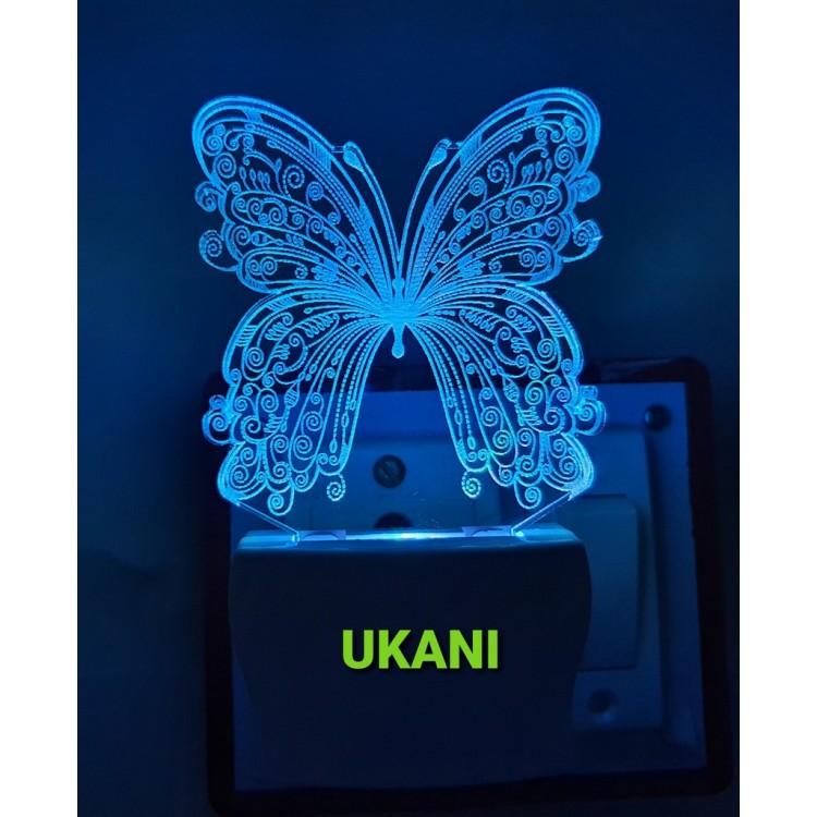 UKANI 3D New Butterfly with 7 color automatic Changing Light For Home bedroom Gift  Cafe Office Valentine Gift  size (3 inch )