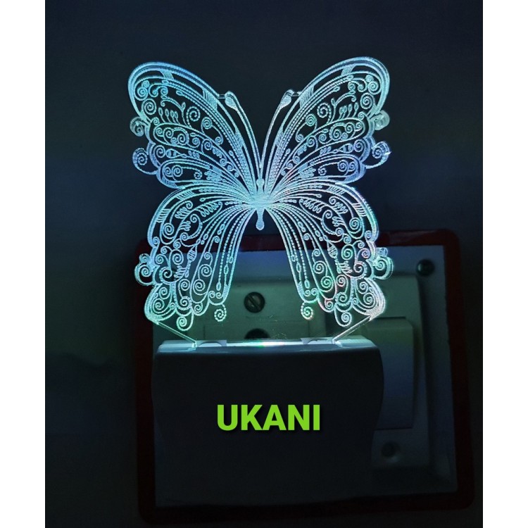 UKANI 3D New Butterfly with 7 color automatic Changing Light For Home bedroom Gift  Cafe Office Valentine Gift  size (3 inch )