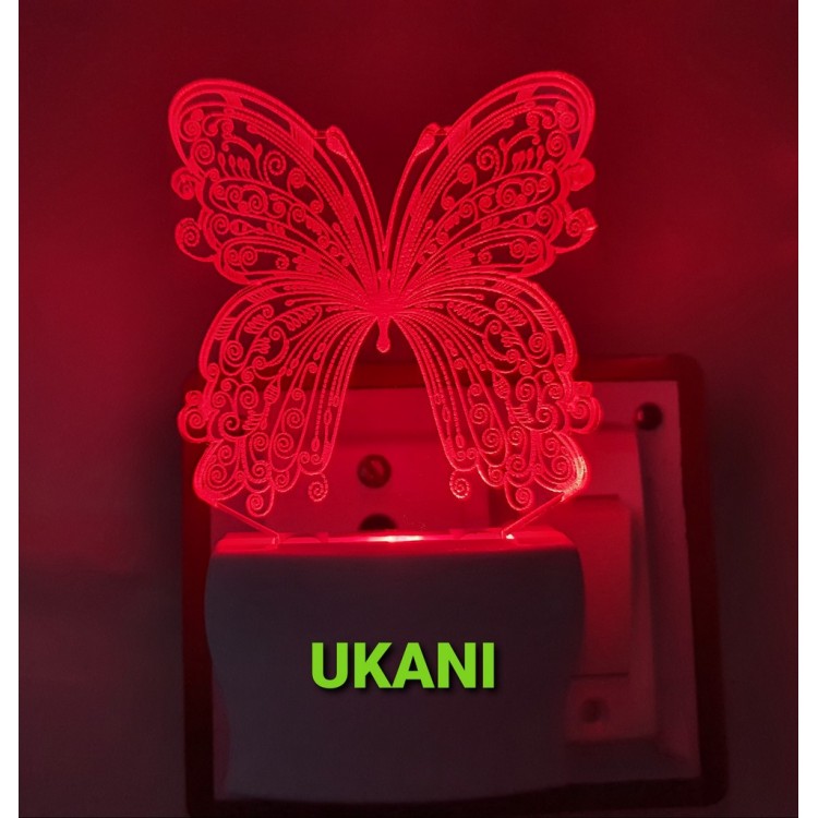 UKANI 3D New Butterfly with 7 color automatic Changing Light For Home bedroom Gift  Cafe Office Valentine Gift  size (3 inch )