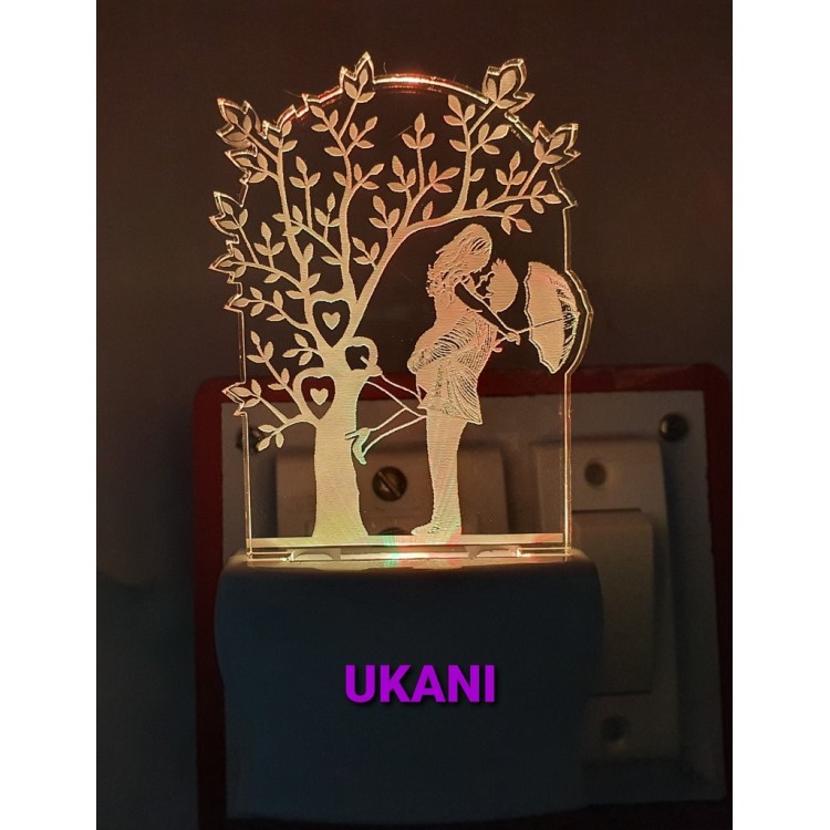 UKANI 3D Romentic Couple Under Tree with 7 color automatic Changing Light For Home bedroom Gift  Cafe Office Valentine Gift  size (3 inch )
