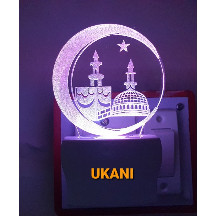 UKANI 3D Makka Madina with 7 color automatic Changing Light For Home bedroom Gift  Cafe Office Valentine Gift  size (3 inch )