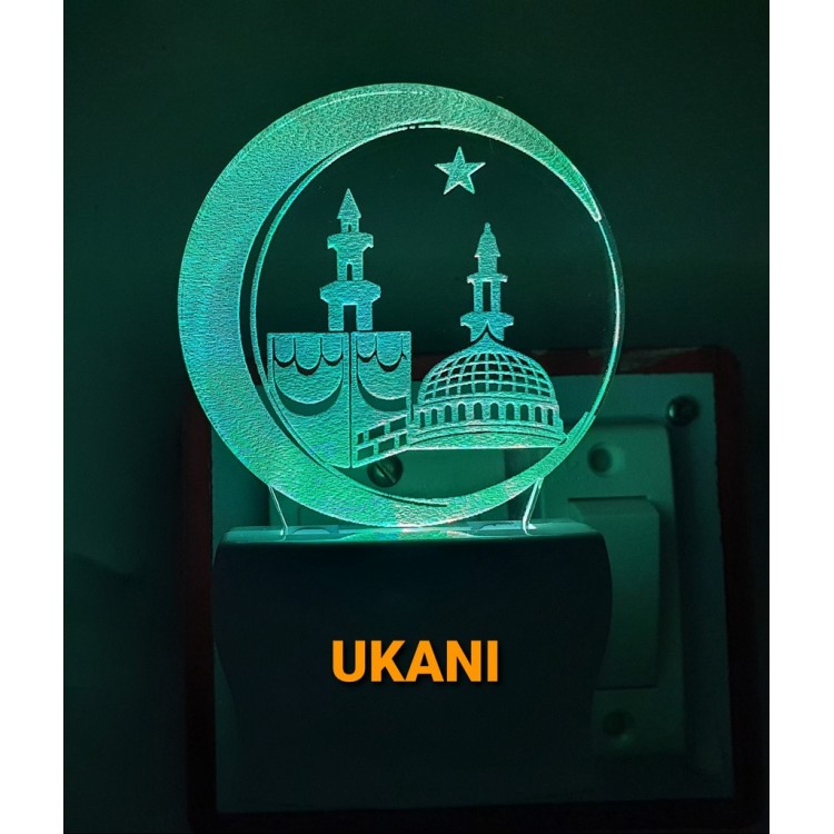UKANI 3D Makka Madina with 7 color automatic Changing Light For Home bedroom Gift  Cafe Office Valentine Gift  size (3 inch )