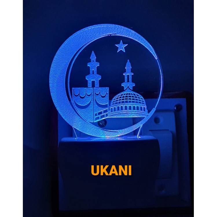 UKANI 3D Makka Madina with 7 color automatic Changing Light For Home bedroom Gift  Cafe Office Valentine Gift  size (3 inch )