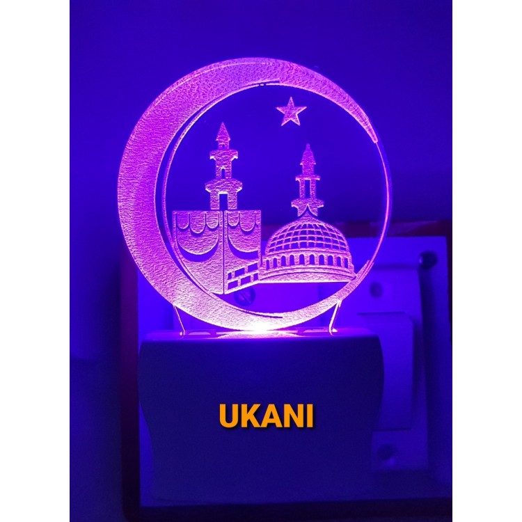 UKANI 3D Makka Madina with 7 color automatic Changing Light For Home bedroom Gift  Cafe Office Valentine Gift  size (3 inch )