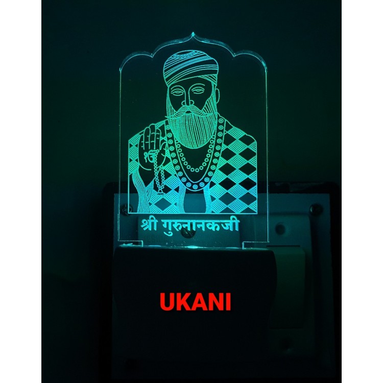 UKANI 3D Guru Nanakji with 7 color automatic Changing Light For Home bedroom Gift  Cafe Office Valentine Gift  size (3 inch )