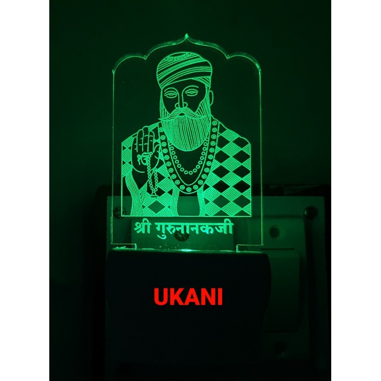 UKANI 3D Guru Nanakji with 7 color automatic Changing Light For Home bedroom Gift  Cafe Office Valentine Gift  size (3 inch )