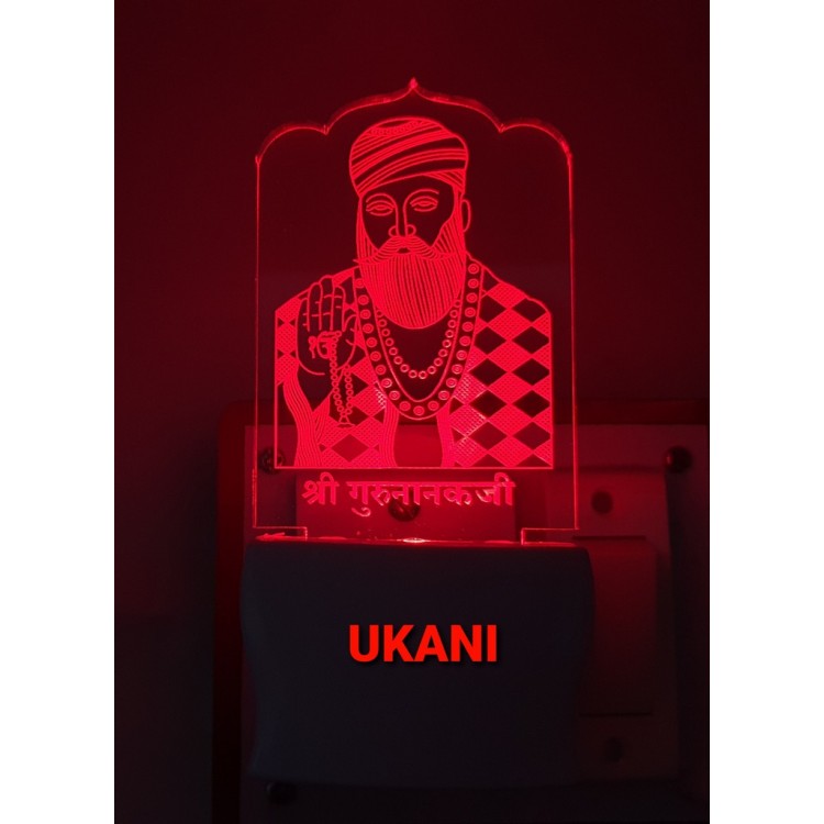 UKANI 3D Guru Nanakji with 7 color automatic Changing Light For Home bedroom Gift  Cafe Office Valentine Gift  size (3 inch )