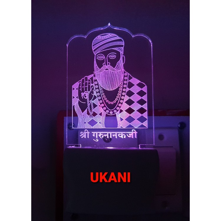 UKANI 3D Guru Nanakji with 7 color automatic Changing Light For Home bedroom Gift  Cafe Office Valentine Gift  size (3 inch )
