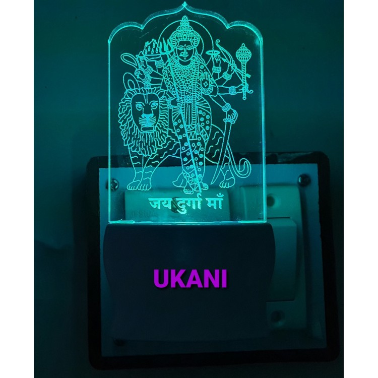UKANI 3D Shree Durga Maa with 7 color automatic Changing Light For Home bedroom Gift  Cafe Office Valentine Gift  size (3 inch )