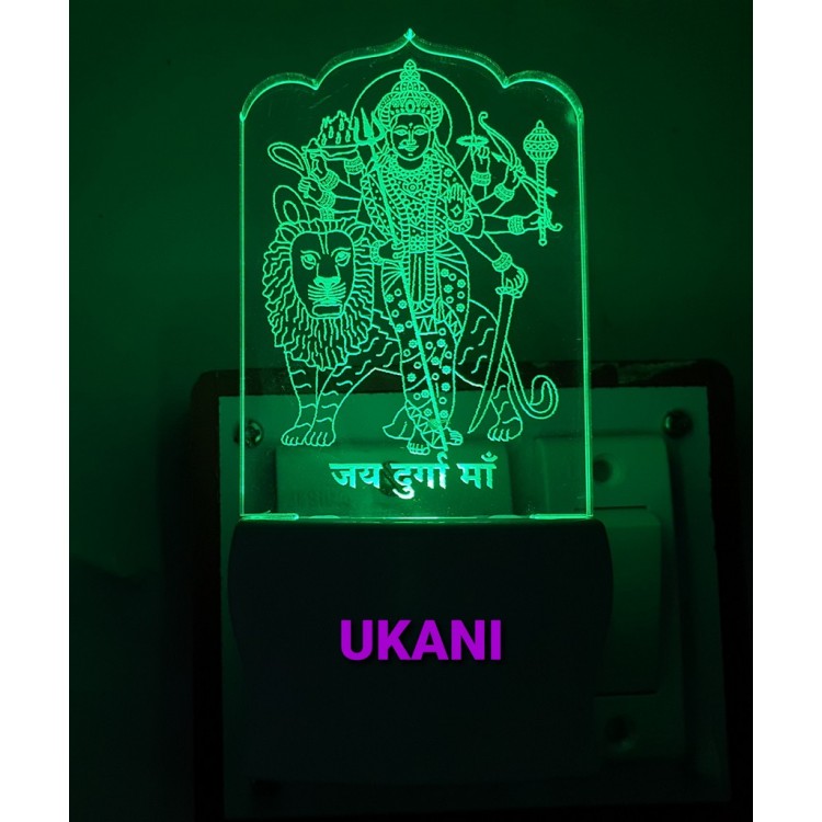 UKANI 3D Shree Durga Maa with 7 color automatic Changing Light For Home bedroom Gift  Cafe Office Valentine Gift  size (3 inch )