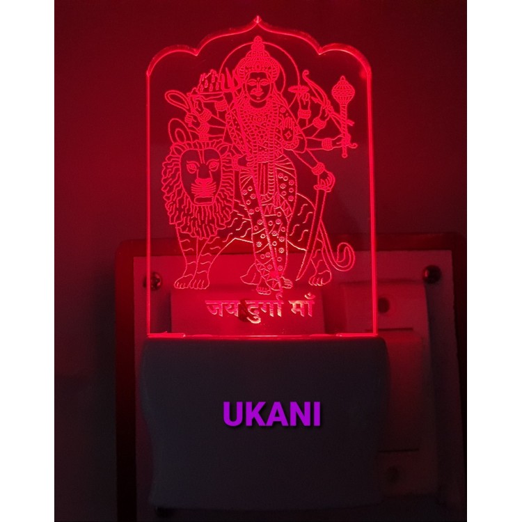 UKANI 3D Shree Durga Maa with 7 color automatic Changing Light For Home bedroom Gift  Cafe Office Valentine Gift  size (3 inch )