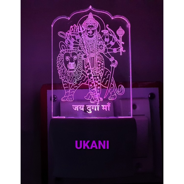 UKANI 3D Shree Durga Maa with 7 color automatic Changing Light For Home bedroom Gift  Cafe Office Valentine Gift  size (3 inch )