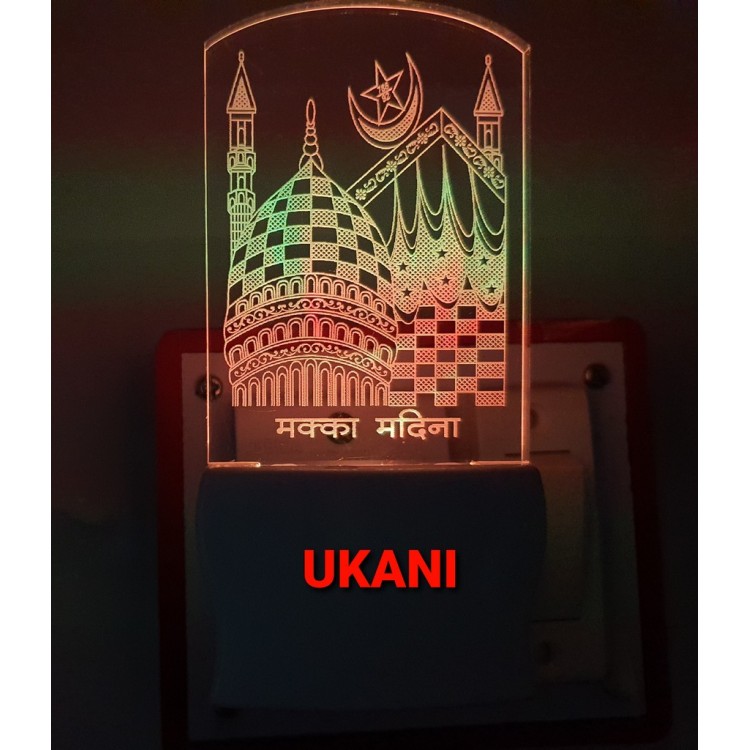 UKANI 3D Makkah Madina New with 7 color automatic Changing Light For Home bedroom Gift  Cafe Office Valentine Gift  size (3 inch )