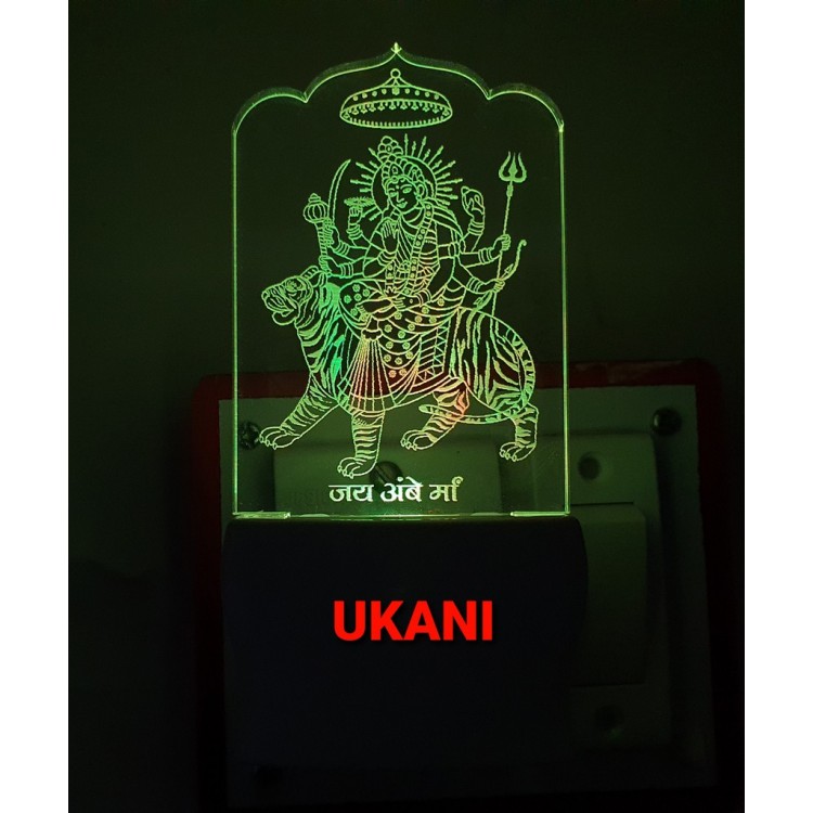 UKANI 3D Shree Amba Mataji with 7 color automatic Changing Light For Home bedroom Gift  Cafe Office Valentine Gift  size (3 inch )