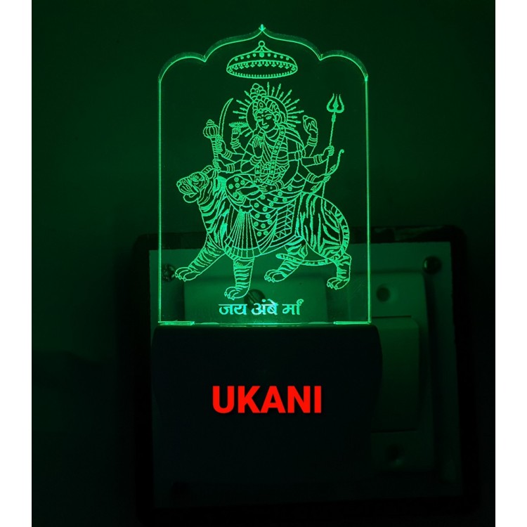 UKANI 3D Shree Amba Mataji with 7 color automatic Changing Light For Home bedroom Gift  Cafe Office Valentine Gift  size (3 inch )