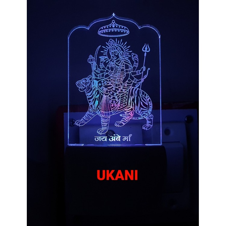 UKANI 3D Shree Amba Mataji with 7 color automatic Changing Light For Home bedroom Gift  Cafe Office Valentine Gift  size (3 inch )