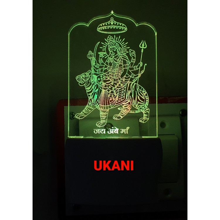 UKANI 3D Shree Amba Mataji with 7 color automatic Changing Light For Home bedroom Gift  Cafe Office Valentine Gift  size (3 inch )