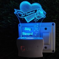 UKANI 3D   Stay Blessed  Night lamp with 7 color automatic Changing Light For Home bedroom Gift  Cafe Office Valentine Gift  size (3 inch )