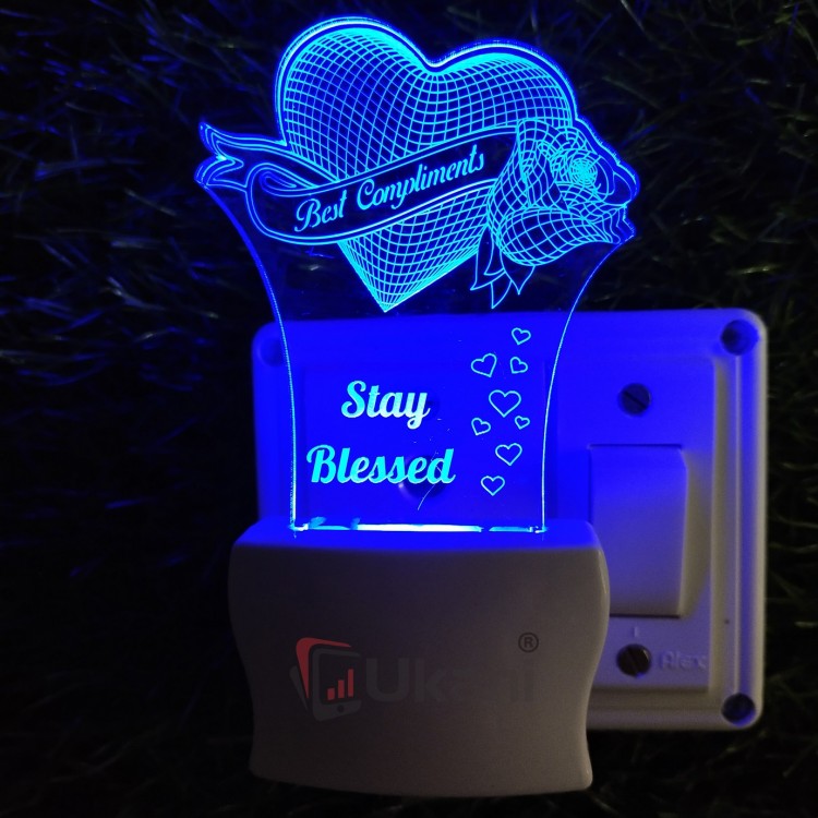 UKANI 3D   Stay Blessed  Night lamp with 7 color automatic Changing Light For Home bedroom Gift  Cafe Office Valentine Gift  size (3 inch )