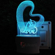 UKANI 3D  Love Design with Heart Night lamp with 7 color automatic Changing Light For Home bedroom Gift  Cafe Office Valentine Gift  size (3 inch )