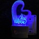 UKANI 3D  Love Design with Heart Night lamp with 7 color automatic Changing Light For Home bedroom Gift  Cafe Office Valentine Gift  size (3 inch )