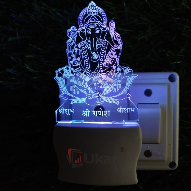 UKANI 3D Ganpati  Night lamp with 7 color automatic Changing Light For Home bedroom Gift  Cafe Office Valentine Gift  size (3 inch )