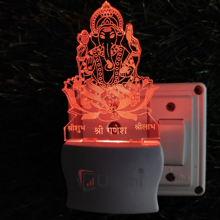 UKANI 3D Ganpati  Night lamp with 7 color automatic Changing Light For Home bedroom Gift  Cafe Office Valentine Gift  size (3 inch )