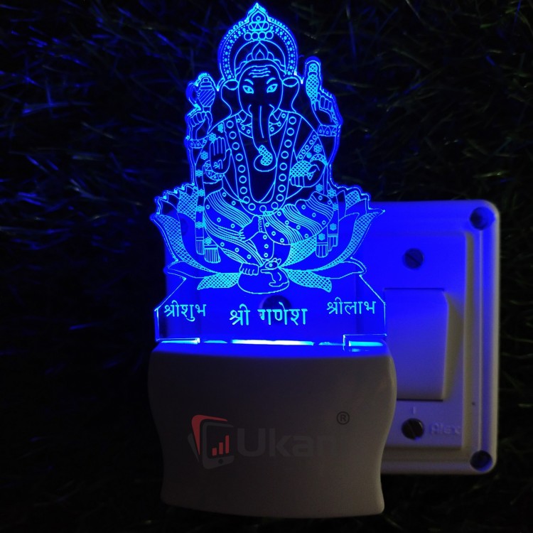 UKANI 3D Ganpati  Night lamp with 7 color automatic Changing Light For Home bedroom Gift  Cafe Office Valentine Gift  size (3 inch )