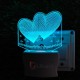 UKANI 3D Dual Heart Night lamp with 7 color automatic Changing Light For Home bedroom Gift  Cafe Office Valentine Gift  size (3 inch )