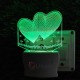 UKANI 3D Dual Heart Night lamp with 7 color automatic Changing Light For Home bedroom Gift  Cafe Office Valentine Gift  size (3 inch )