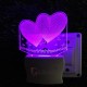 UKANI 3D Dual Heart Night lamp with 7 color automatic Changing Light For Home bedroom Gift  Cafe Office Valentine Gift  size (3 inch )