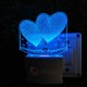 UKANI 3D Dual Heart Night lamp with 7 color automatic Changing Light For Home bedroom Gift  Cafe Office Valentine Gift  size (3 inch )