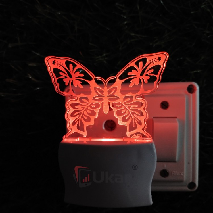UKANI 3D Butterfly  Night lamp with 7 color automatic Changing Light For Home bedroom Gift  Cafe Office Valentine Gift  size (3 inch )