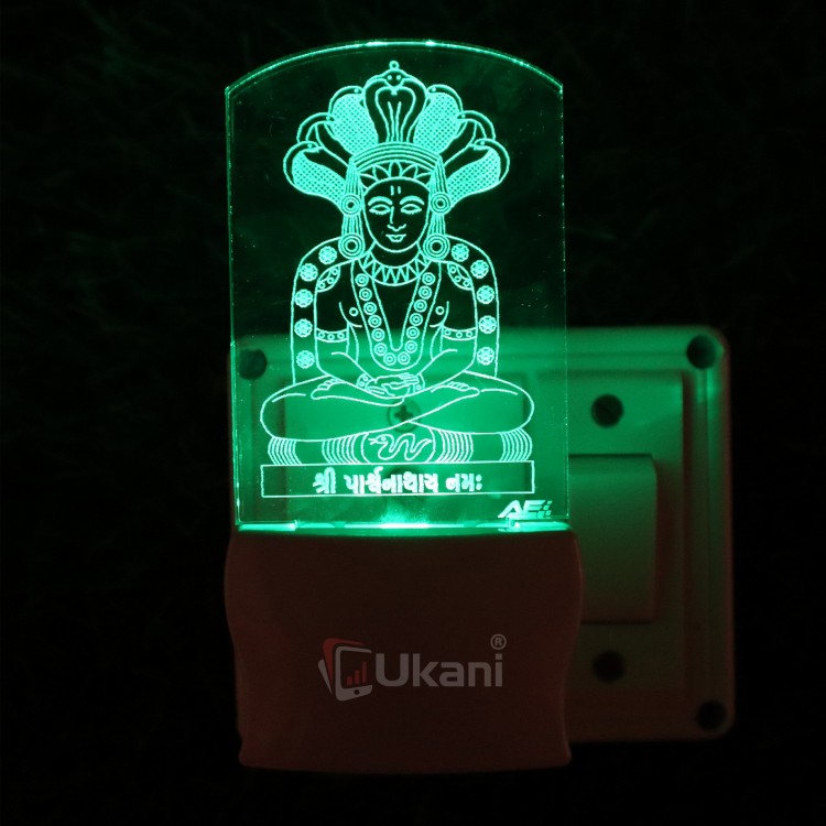 UKANI 3D   Parshwanath Night lamp with 7 color automatic Changing Light For Home bedroom Gift  Cafe Office Valentine Gift  size (3 inch )