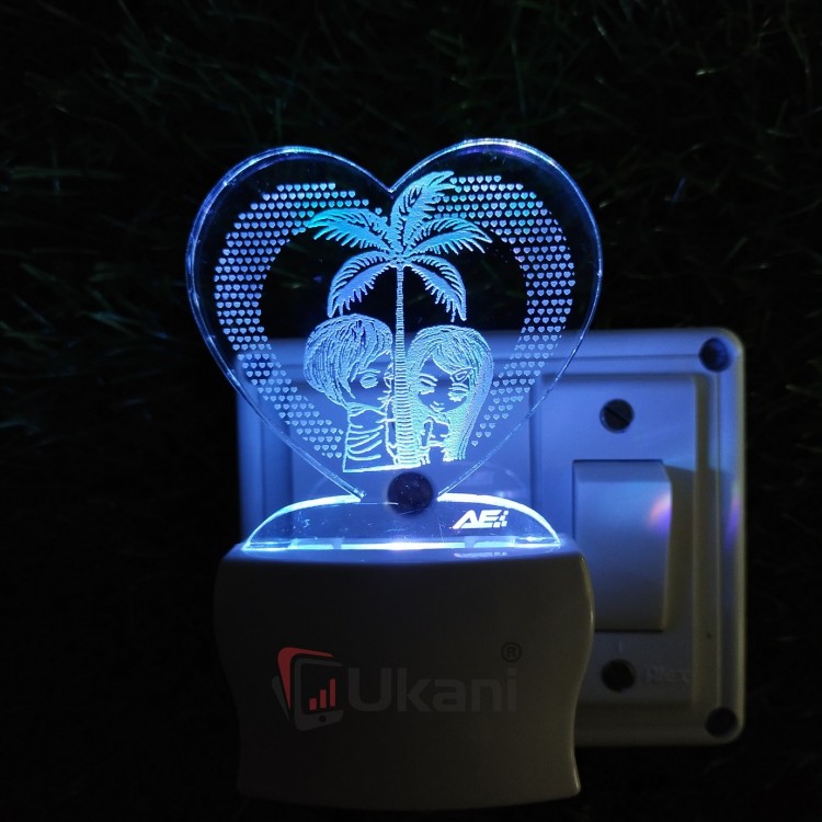 UKANI 3D  Love Couple Tree  Night lamp with 7 color automatic Changing Light For Home bedroom Gift  Cafe Office Valentine Gift  size (3 inch )