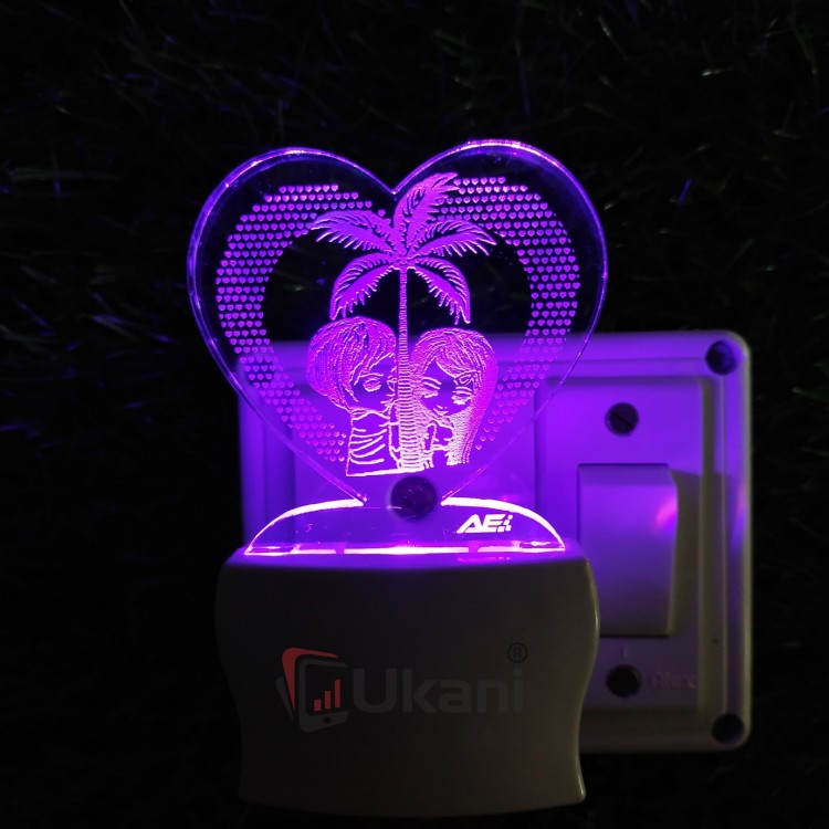 UKANI 3D  Love Couple Tree  Night lamp with 7 color automatic Changing Light For Home bedroom Gift  Cafe Office Valentine Gift  size (3 inch )