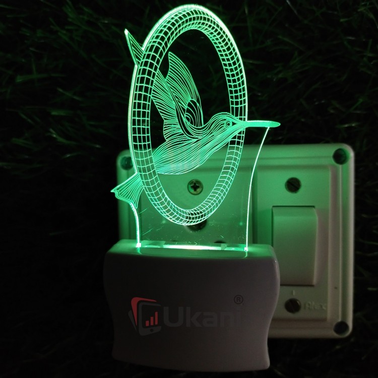 UKANI 3D  Flying  Bird  Night lamp with 7 color automatic Changing Light For Home bedroom Gift  Cafe Office Valentine Gift  size (3 inch )